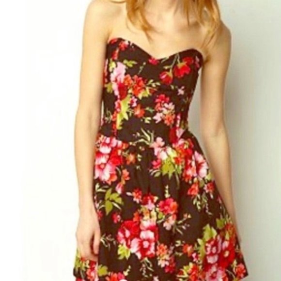 Anthropologie Kimchi Blue strapless floral dress - Picture 1 of 9